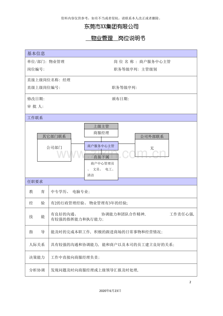 商场商服主管职位说明书.doc_第2页