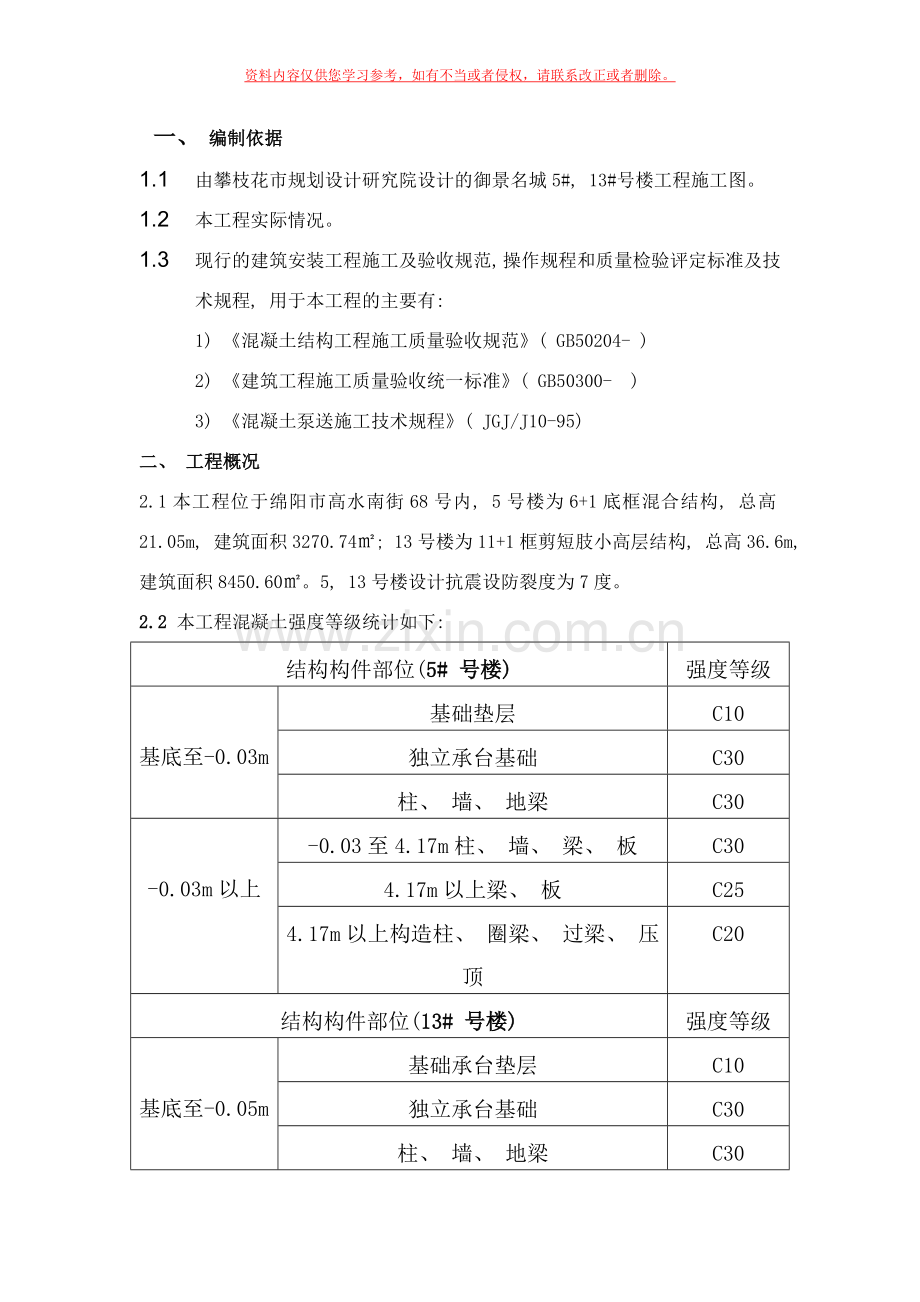 框剪结构混凝土方案样本.doc_第2页