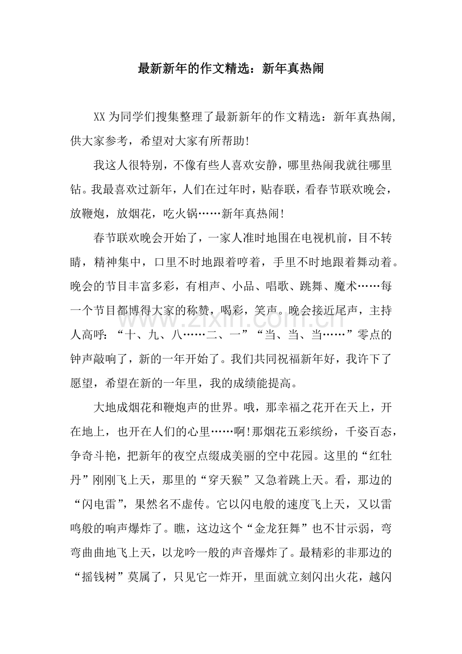 新年的作文：新年真热闹.docx_第1页