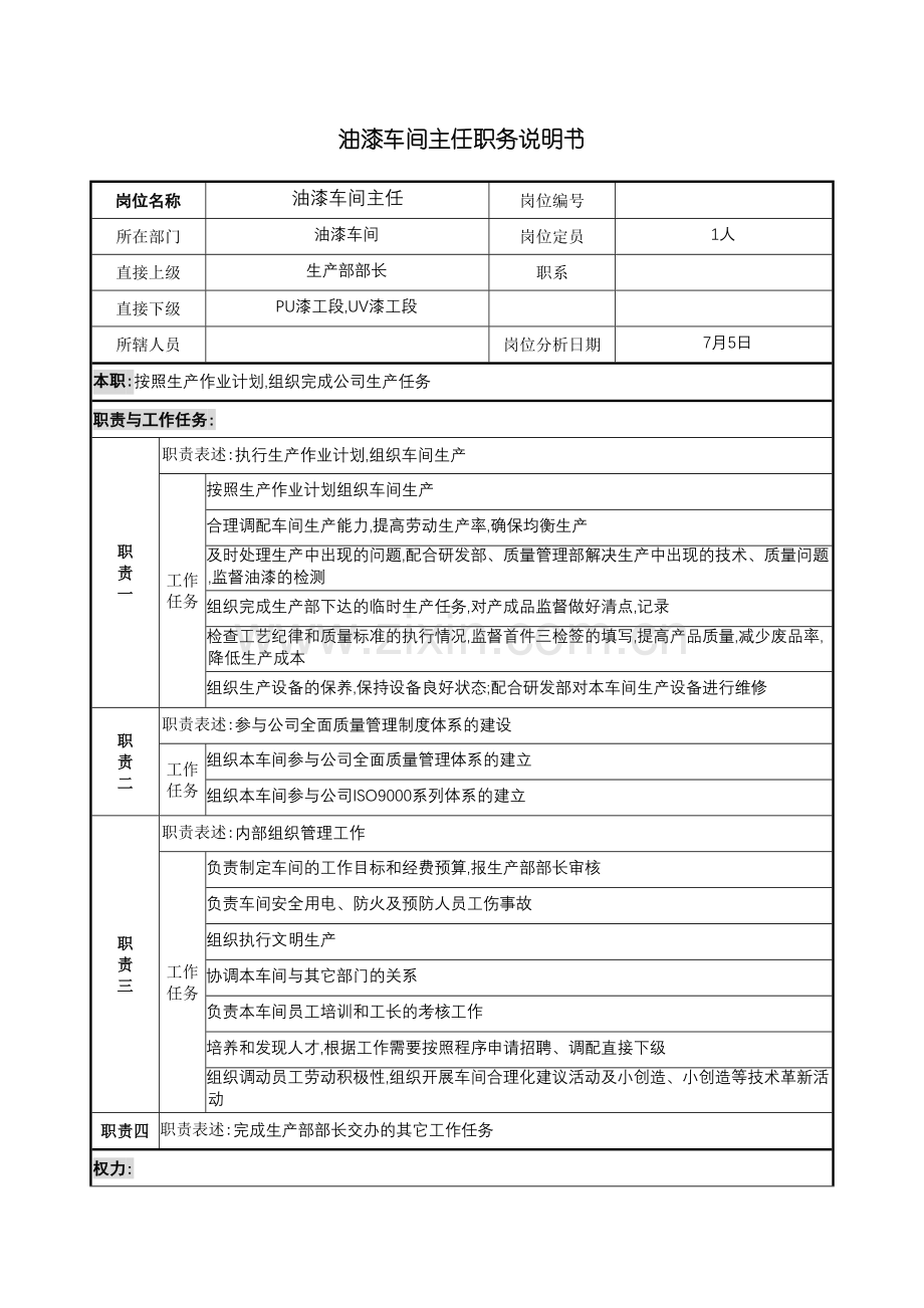 公司油漆车间主任职务说明书.doc_第2页