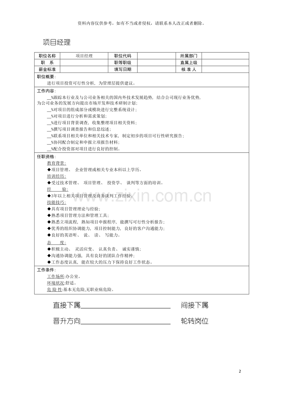 项目经理职位说明书模板.doc_第2页