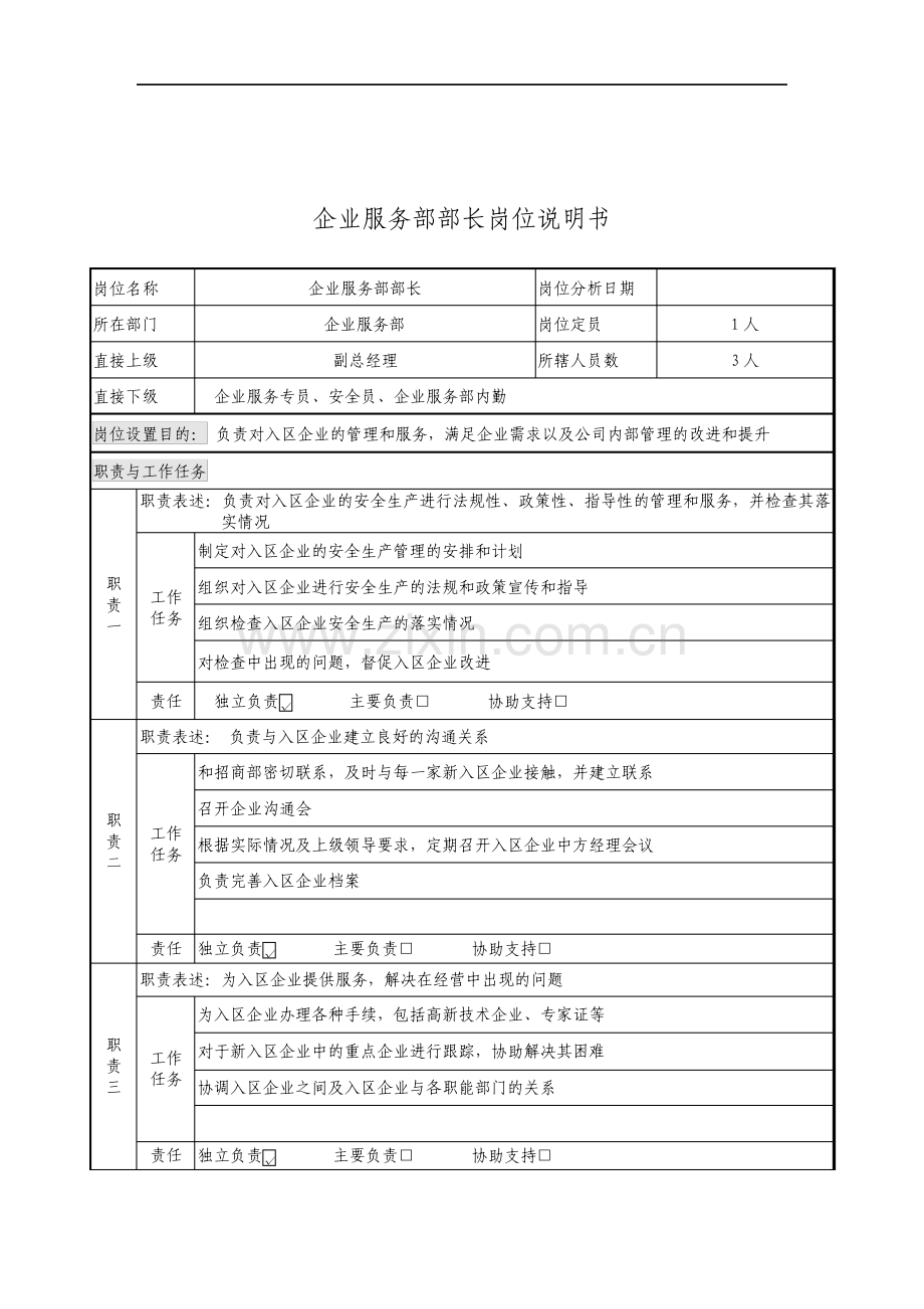企业服务部部长岗位说明书.pdf_第1页