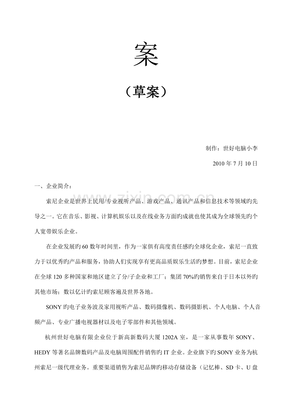 索尼品牌光磁、音响与数码产品销售方案.doc_第2页