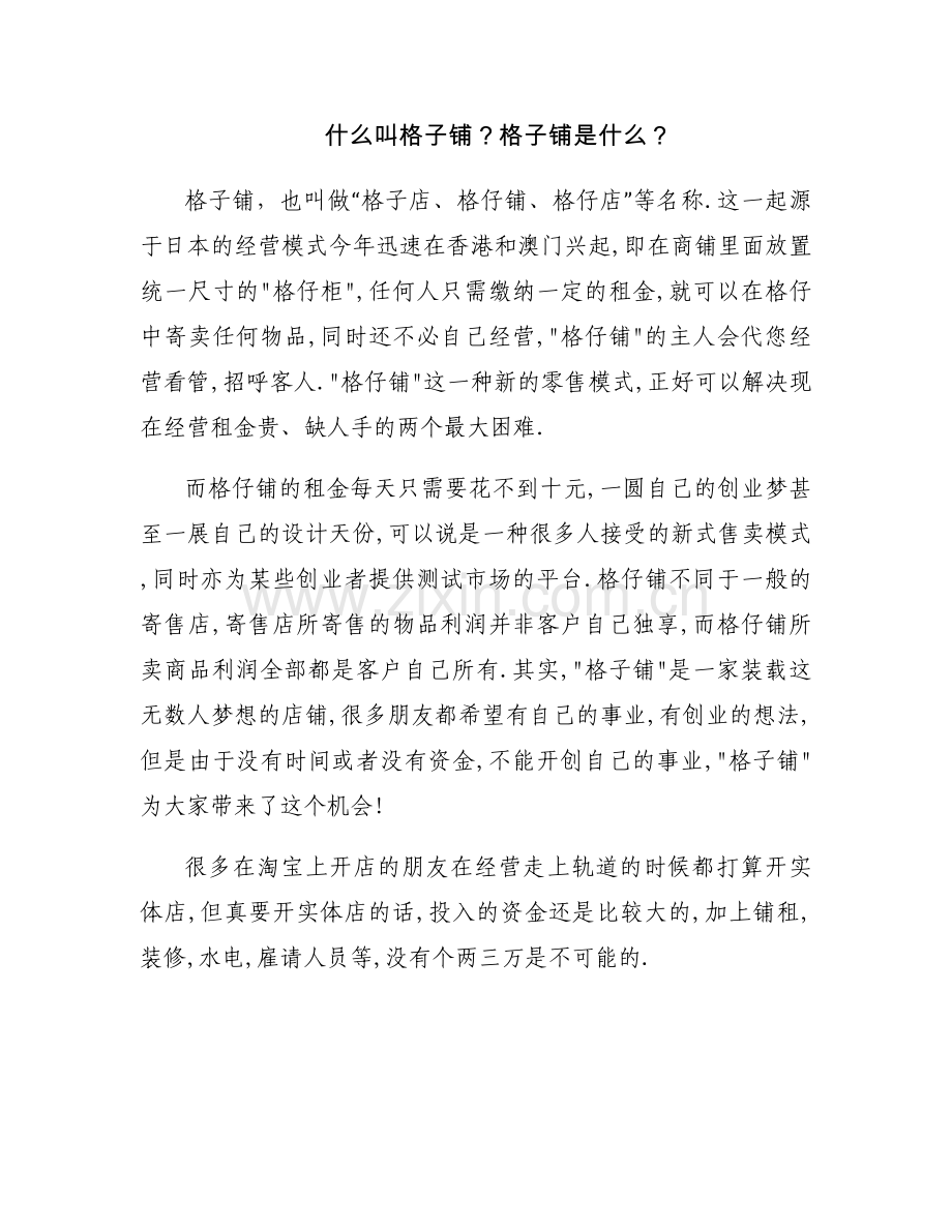 什么叫格子铺？格子铺是什么？.docx_第1页