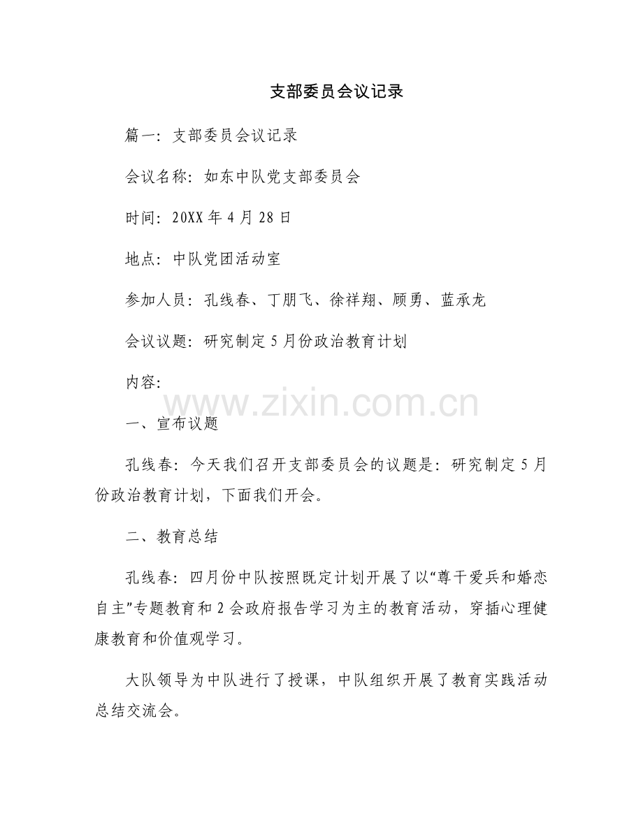 支部委员会议记录.docx_第1页