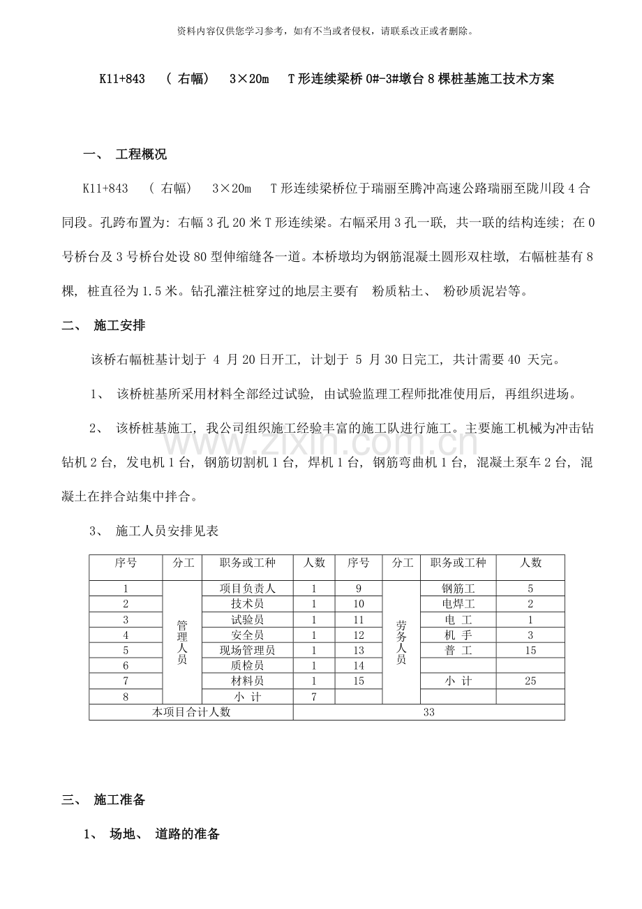 桩基施工方案钻孔样本.doc_第1页