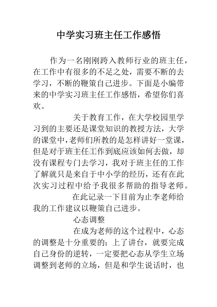 中学实习班主任工作感悟.docx_第1页