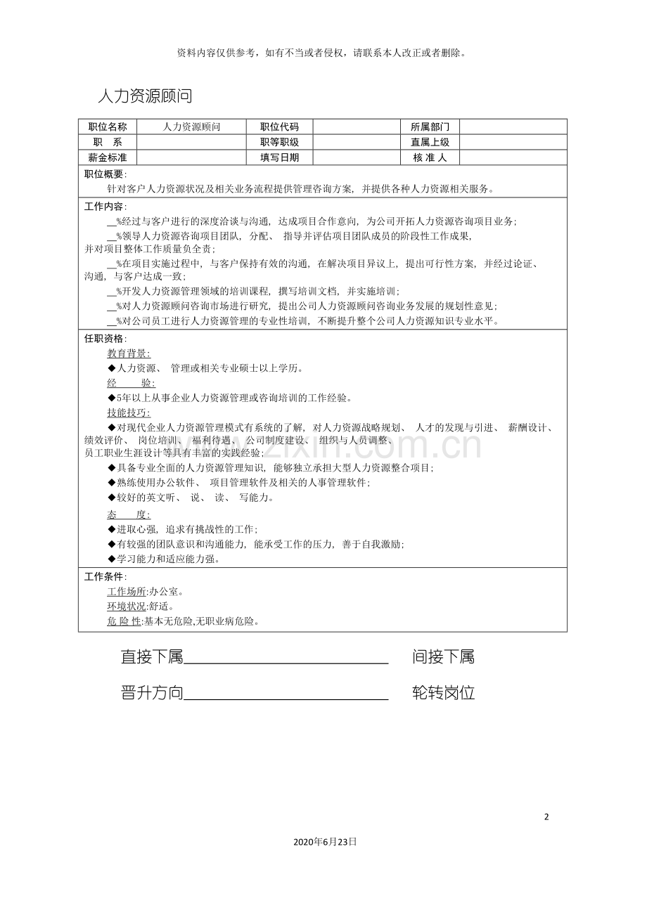 人力资源顾问职位说明书.doc_第2页