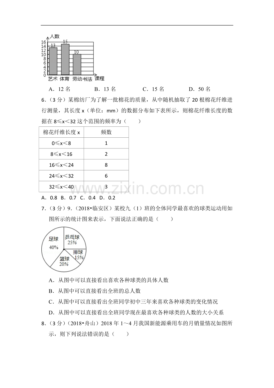 初中数学北师大版七年级上册第6章 数据的收集与整理测试卷（1）.doc_第2页