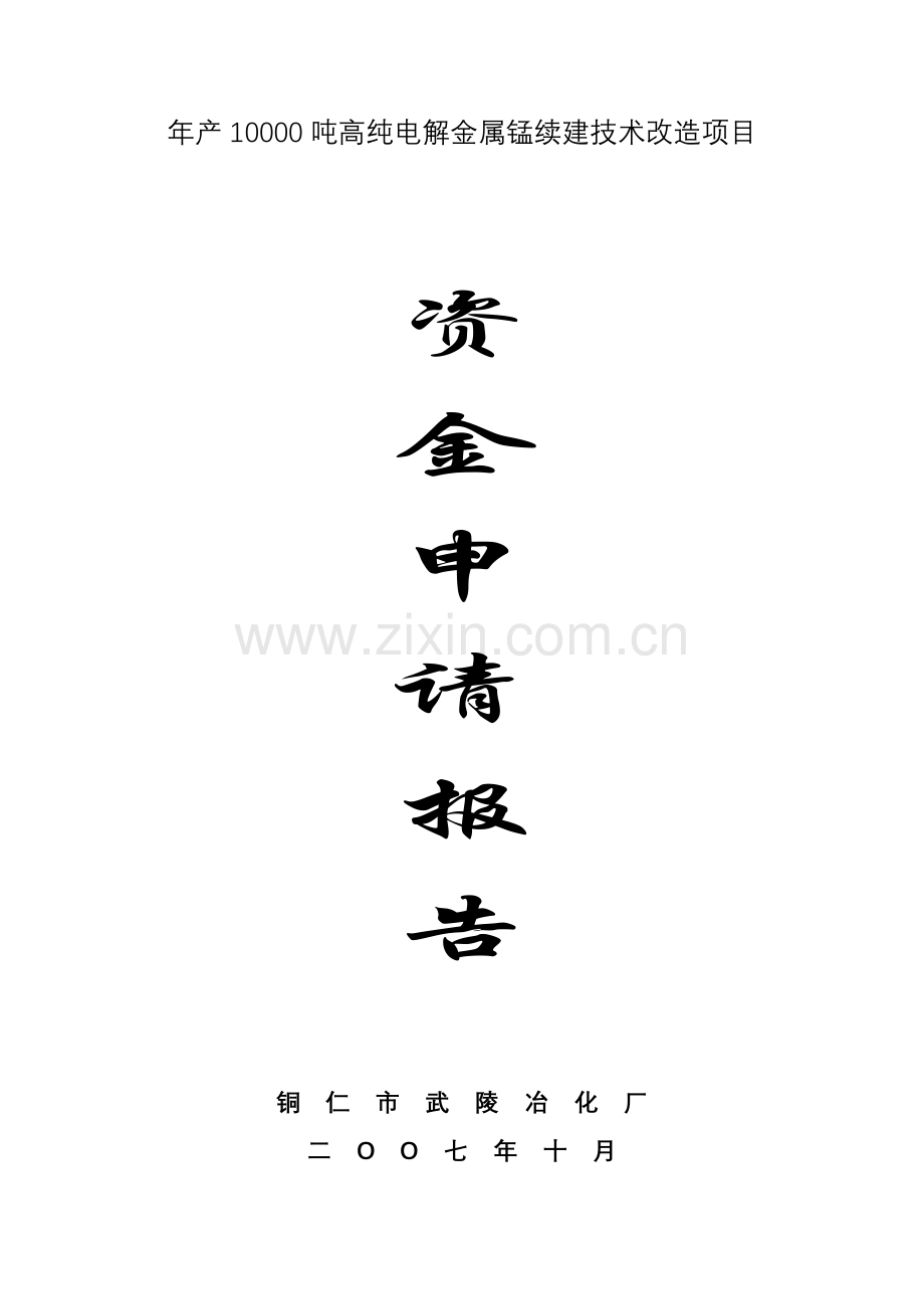 年产10000吨高纯电解金属锰续建技术改造项目.doc_第1页