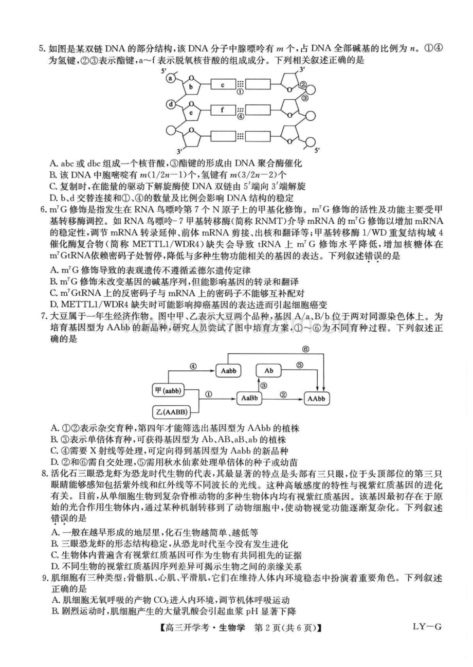 九师联盟2025年高三下学期2月联考-生物试题（学生版）.docx_第2页