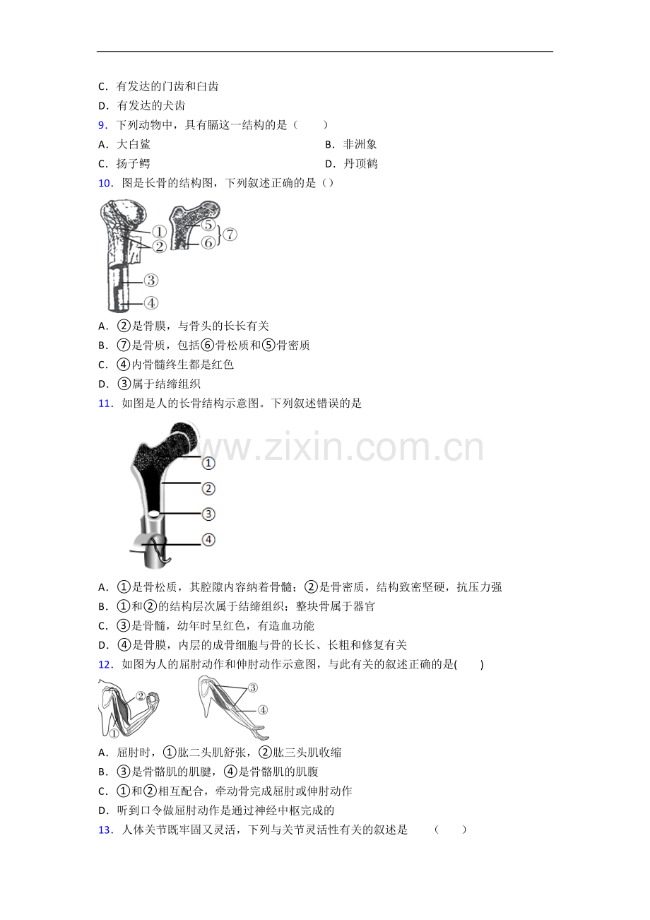 深圳市人教版八年级上册期末生物非选择综合题测试题.doc_第2页