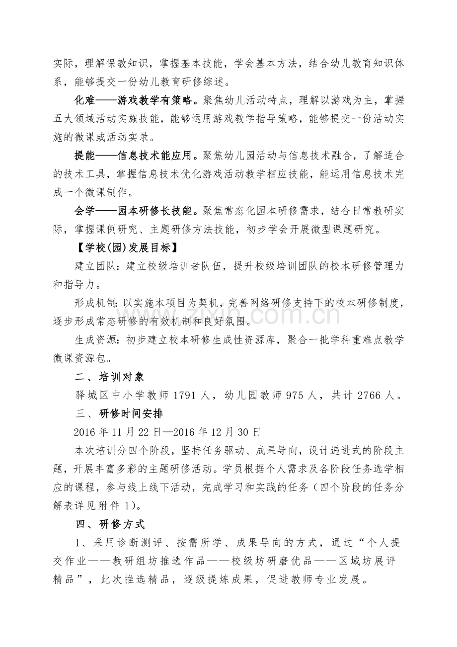 驿城区中小学教师网络研修与校本研修整合培训项目实施方案.docx_第2页