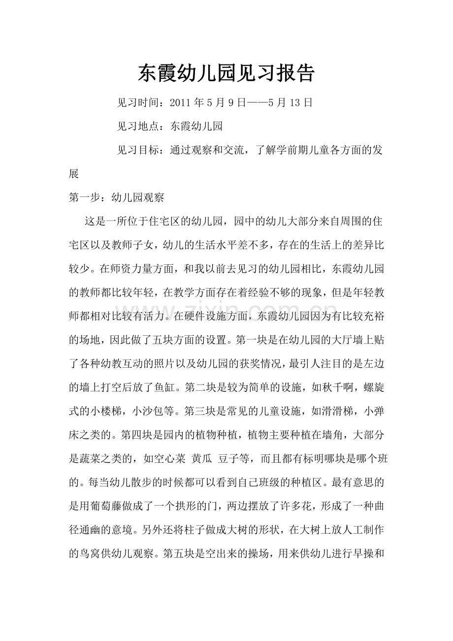 东霞幼儿园见习报告.doc_第1页