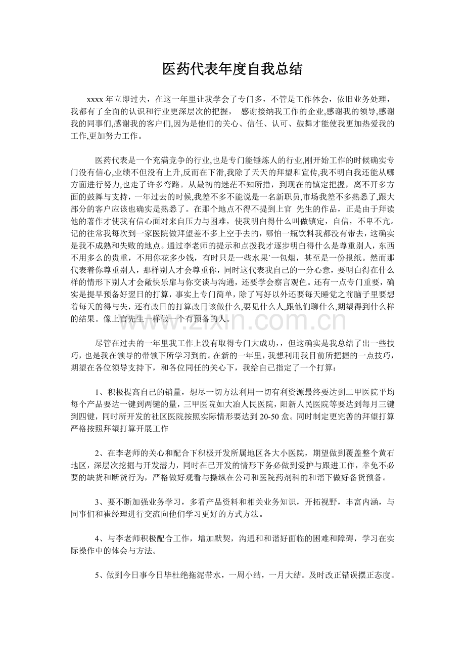 医药代表年度自我总结.doc_第1页