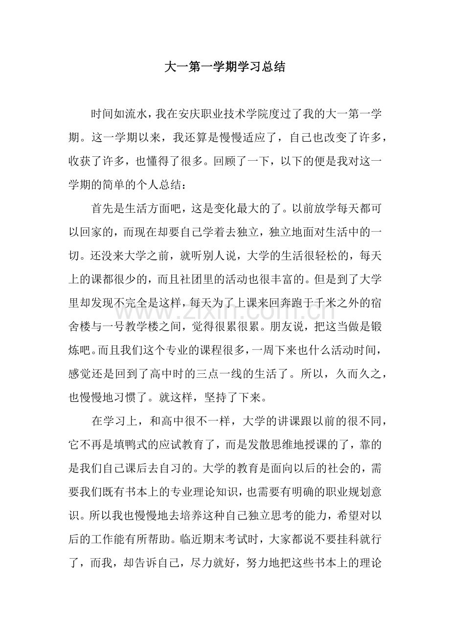 大一第一学期学习总结.docx_第1页