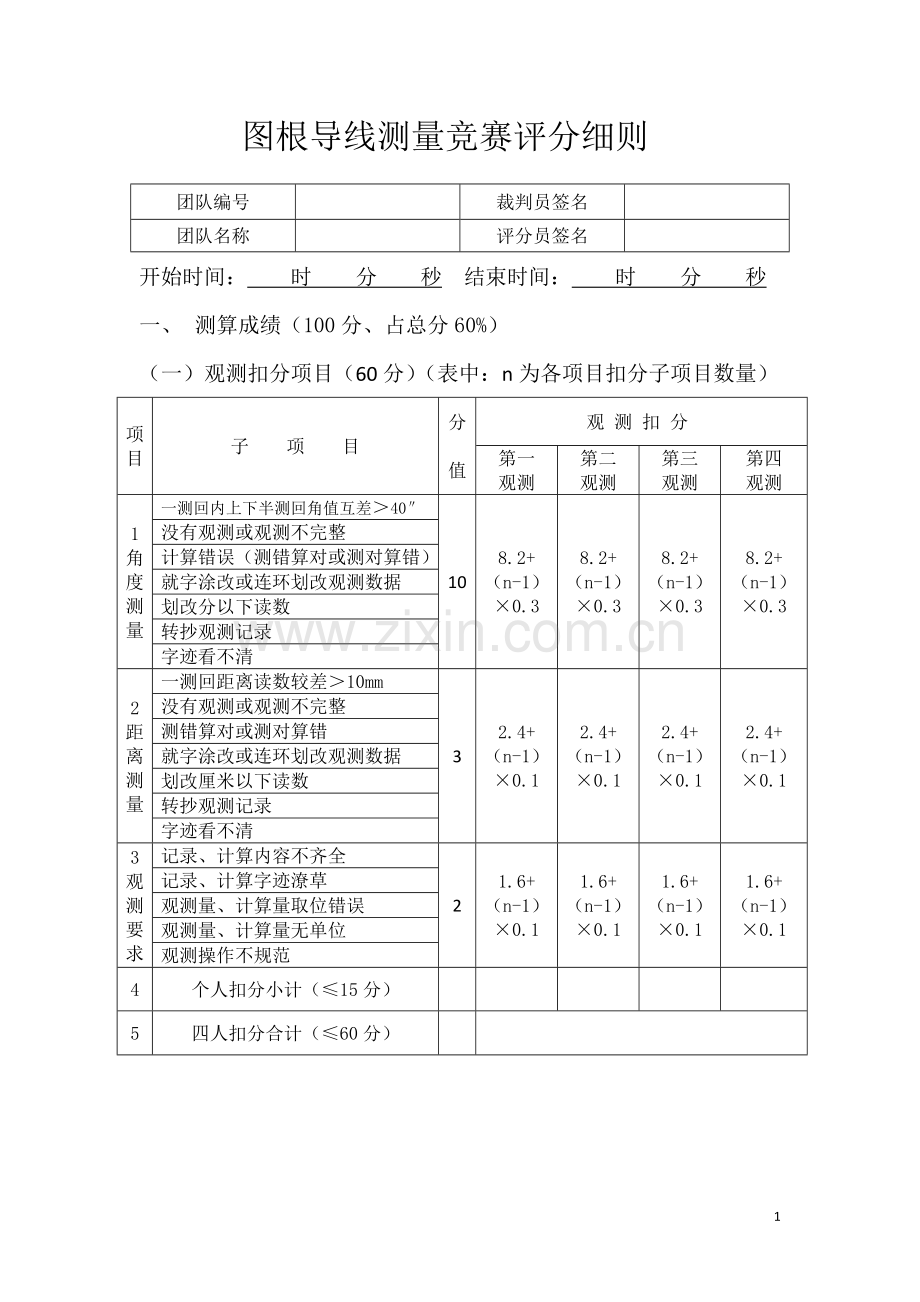 图根导线测量评分标准.doc_第1页