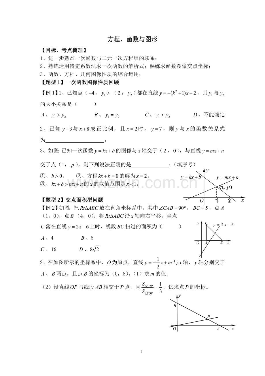 初二--方程、函数图形的综合运用.doc_第1页