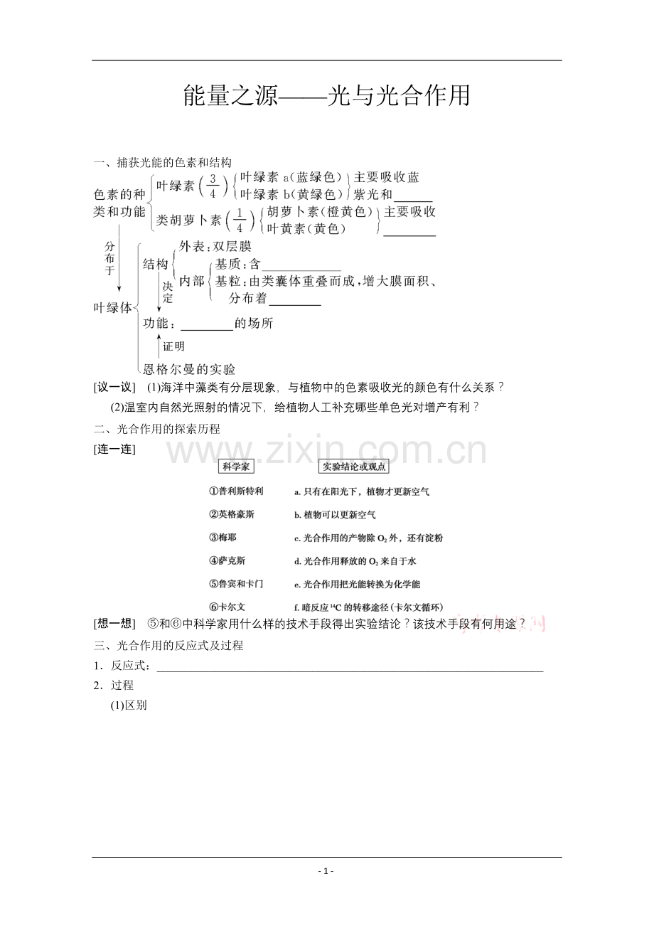 复习教案：能量之源——光与光合作用.doc_第1页