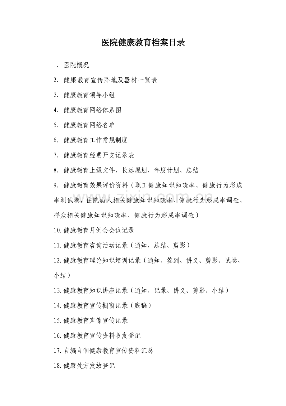 医院健康教育档案目录.doc_第1页