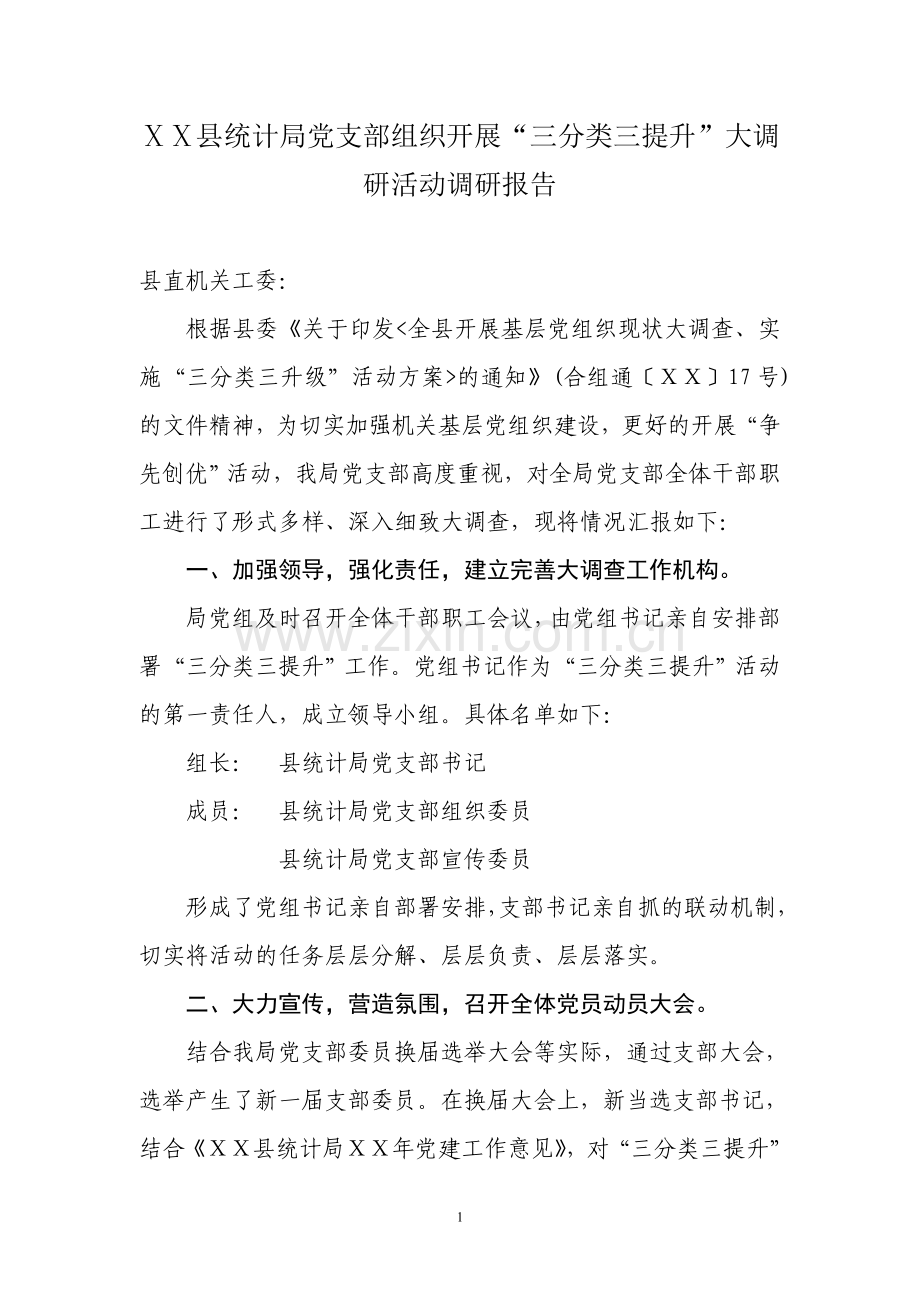 关于组织开展“三分类三升级”大调研活动情况报告.doc_第1页