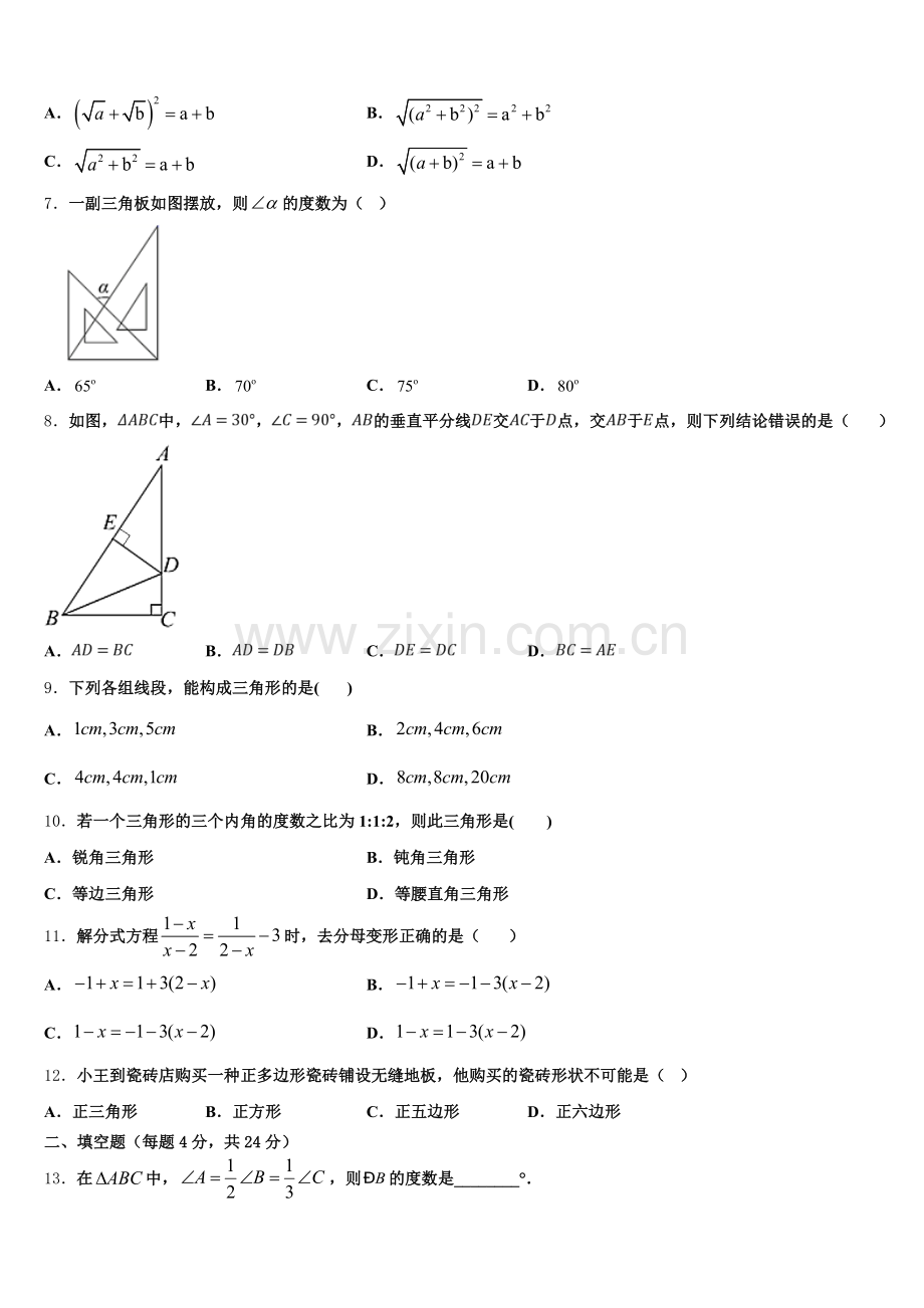 广东省茂名市电白县2025届数学八年级第一学期期末检测试题含解析.doc_第2页