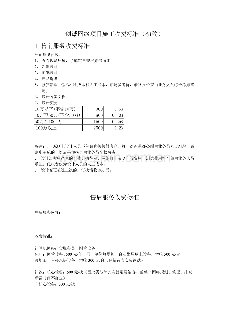 售前服务收费标准.doc_第1页