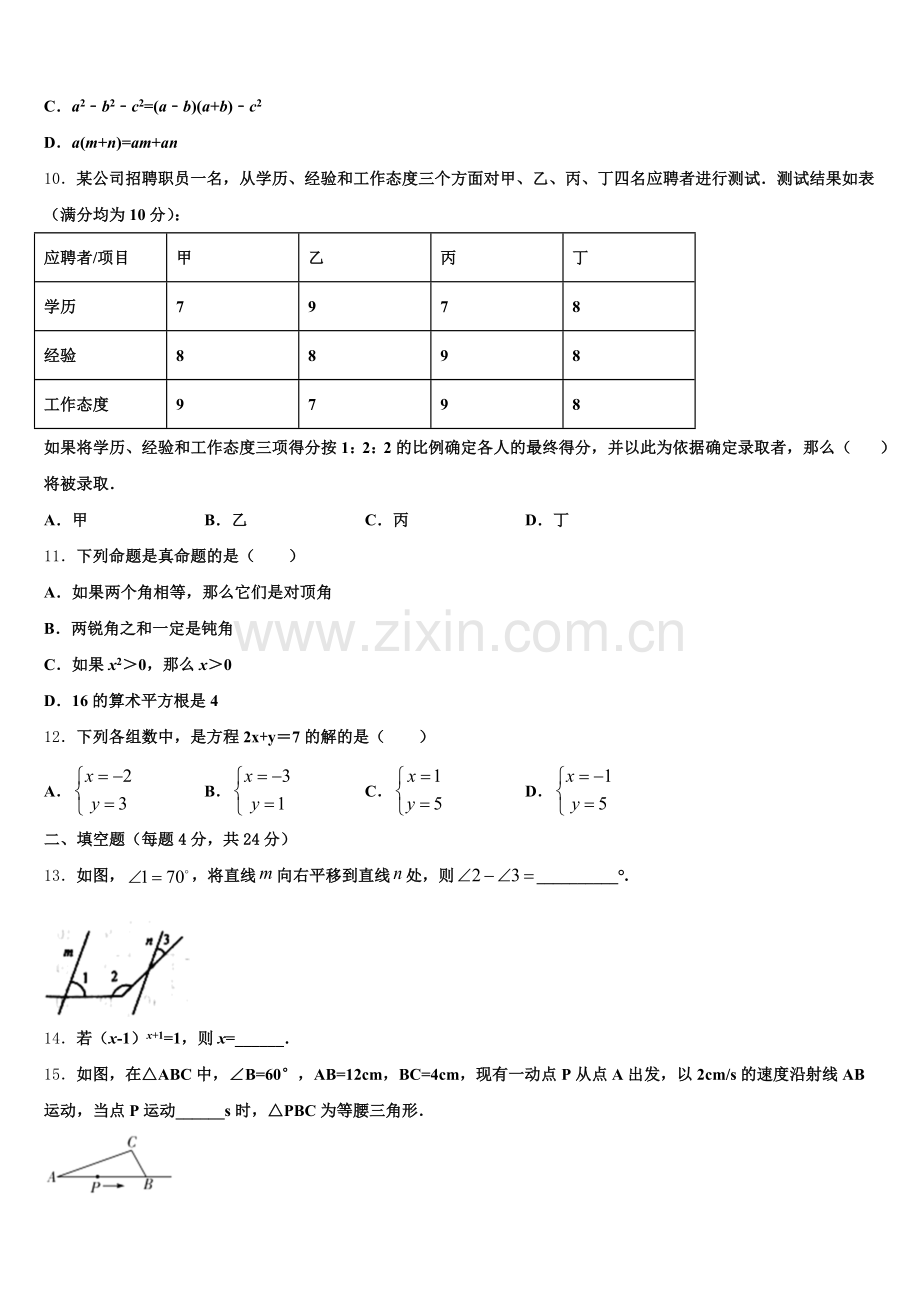 广东省广州市广州大附中2024-2025学年八年级数学第一学期期末复习检测模拟试题含解析.doc_第2页