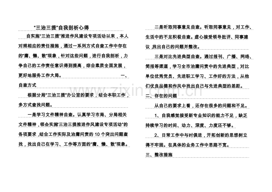 三治三提剖析查摆自查报告.doc_第1页