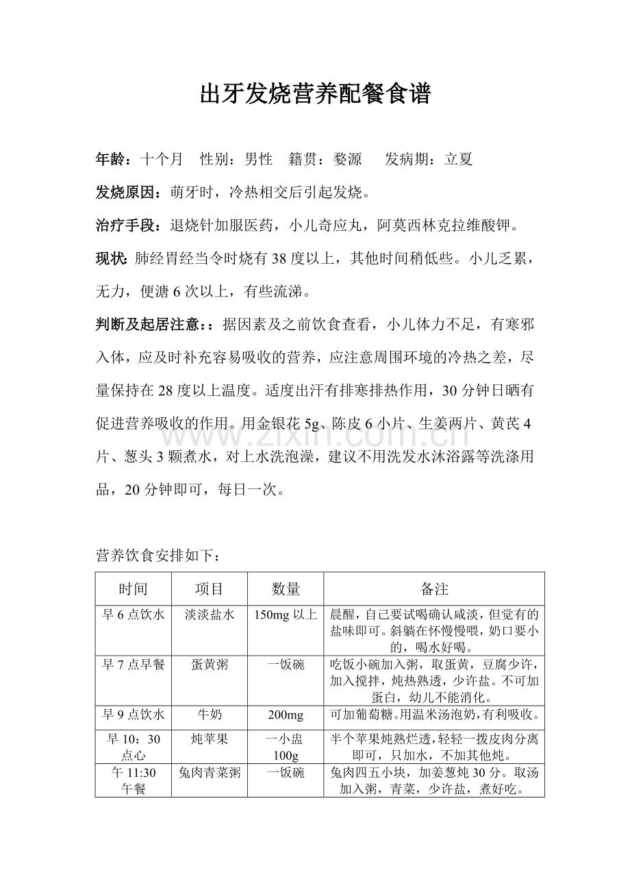 出牙发烧营养配餐食谱.doc_第1页