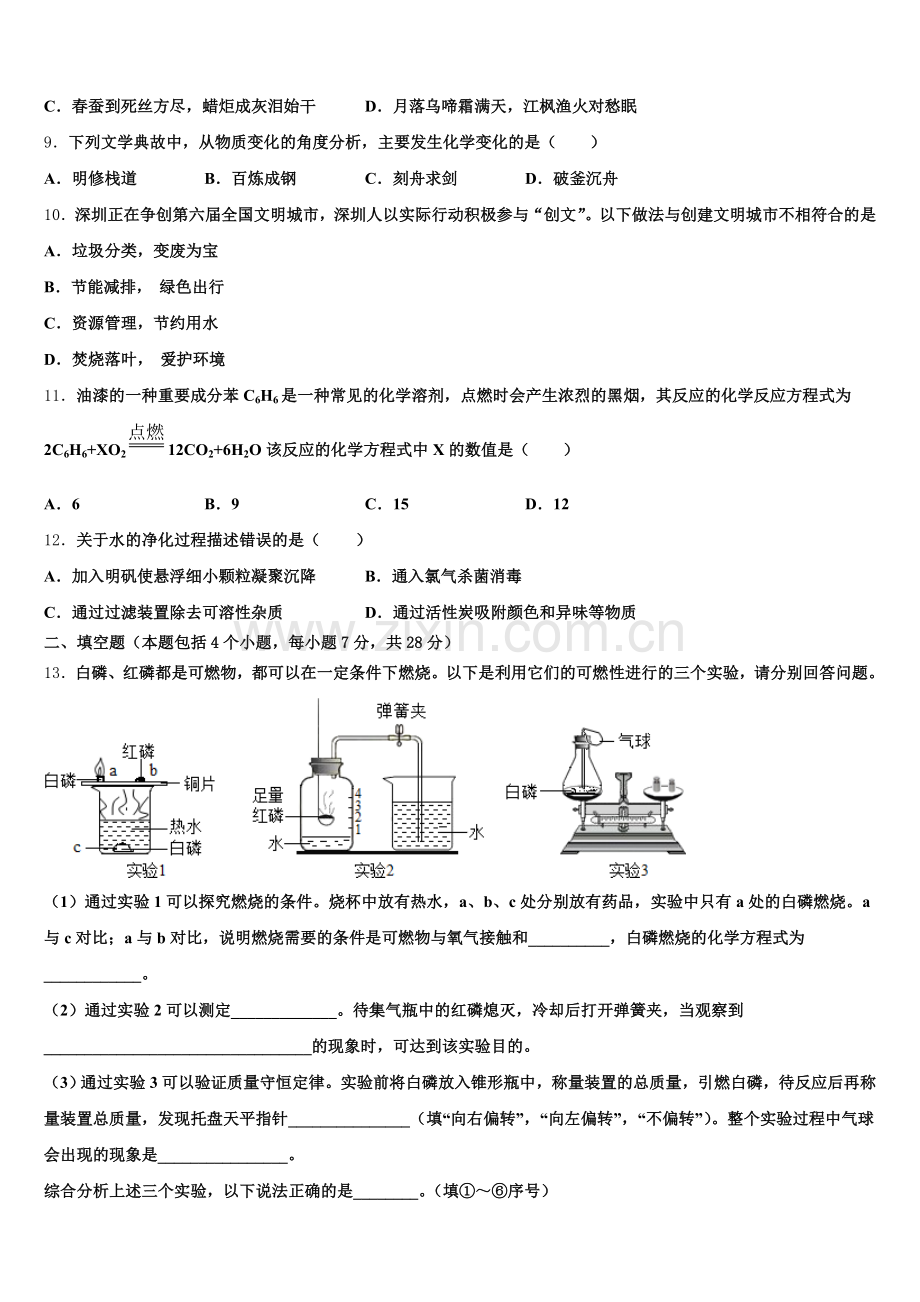 2024年河北省衡水市枣强县化学九年级第一学期期末质量检测试题含解析.doc_第2页
