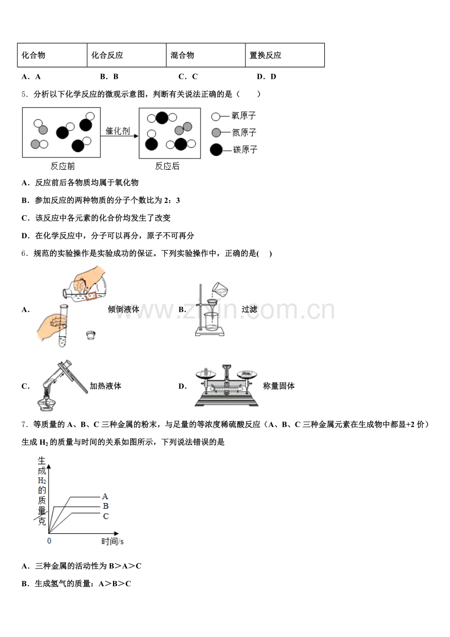 北京市第八中学2025届九上化学期末综合测试试题含解析.doc_第2页