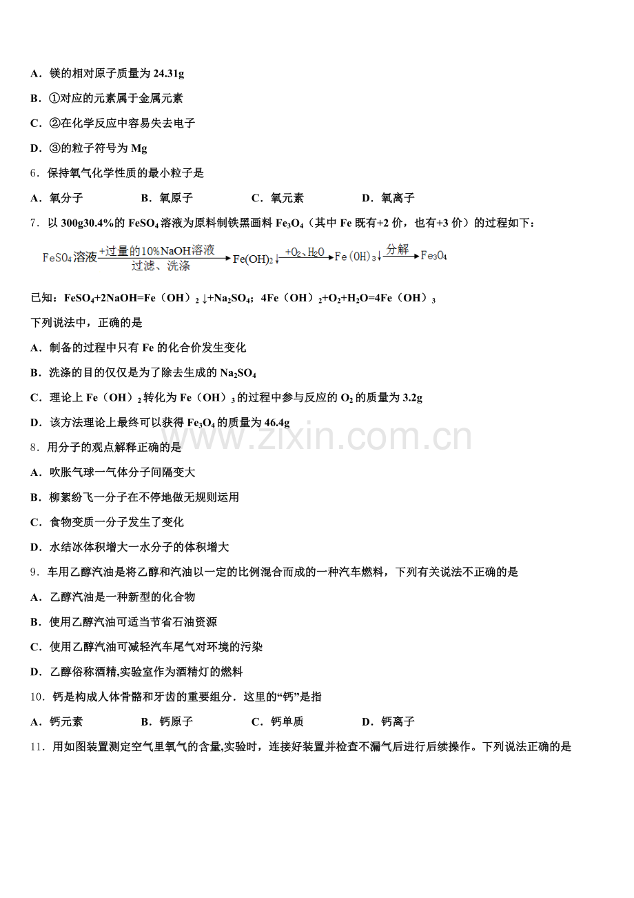 湖北省天门天宜国际学校2024年九上化学期末检测试题含解析.doc_第2页