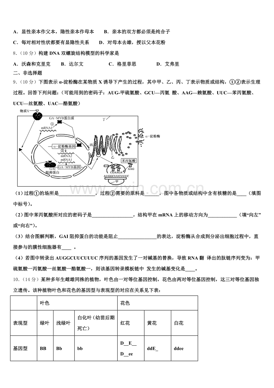 海南省海南中学2024-2025学年高一下生物期末统考模拟试题含解析.doc_第2页