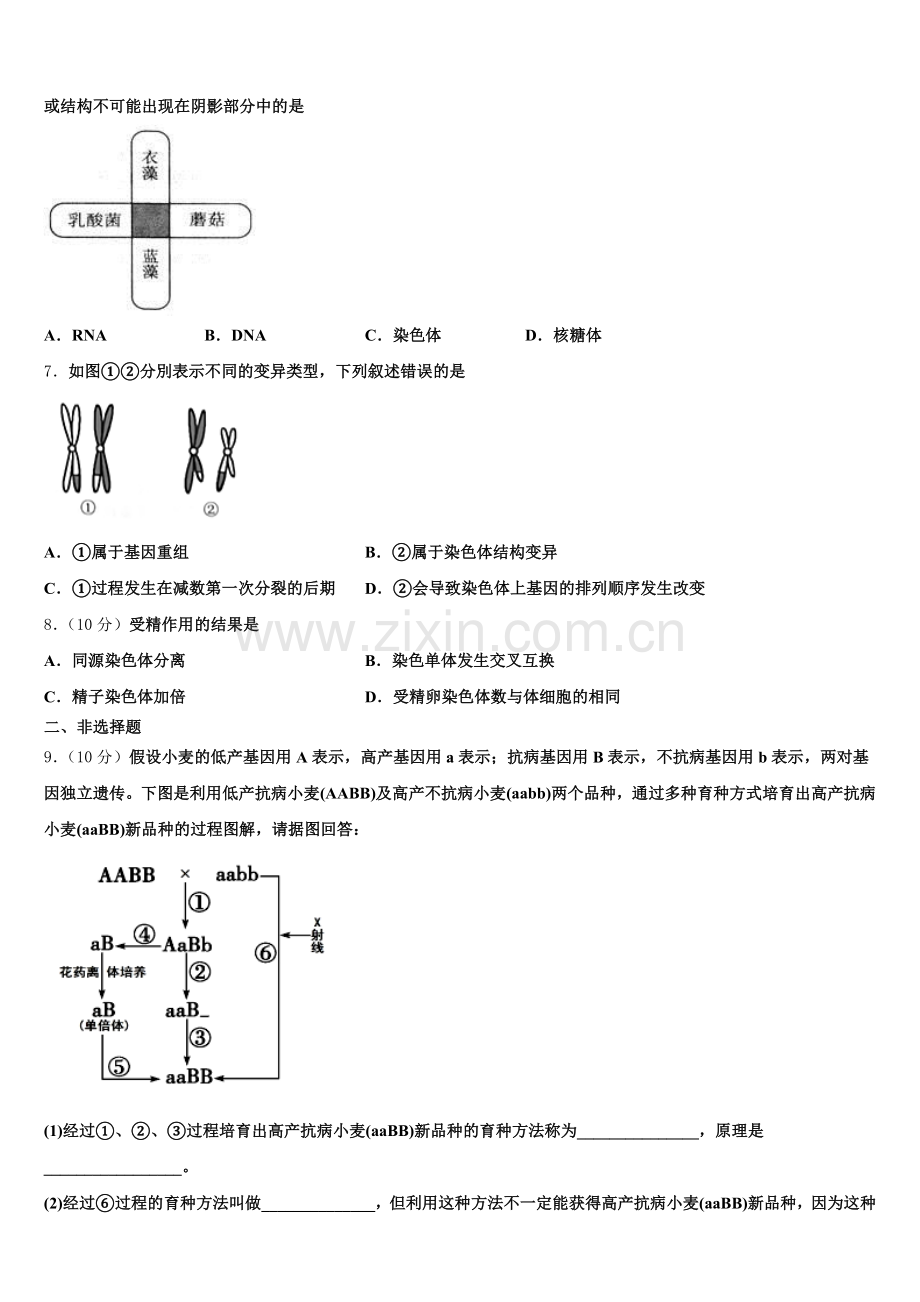 浙江省湖州市2025年生物高一下期末监测试题含解析.doc_第2页
