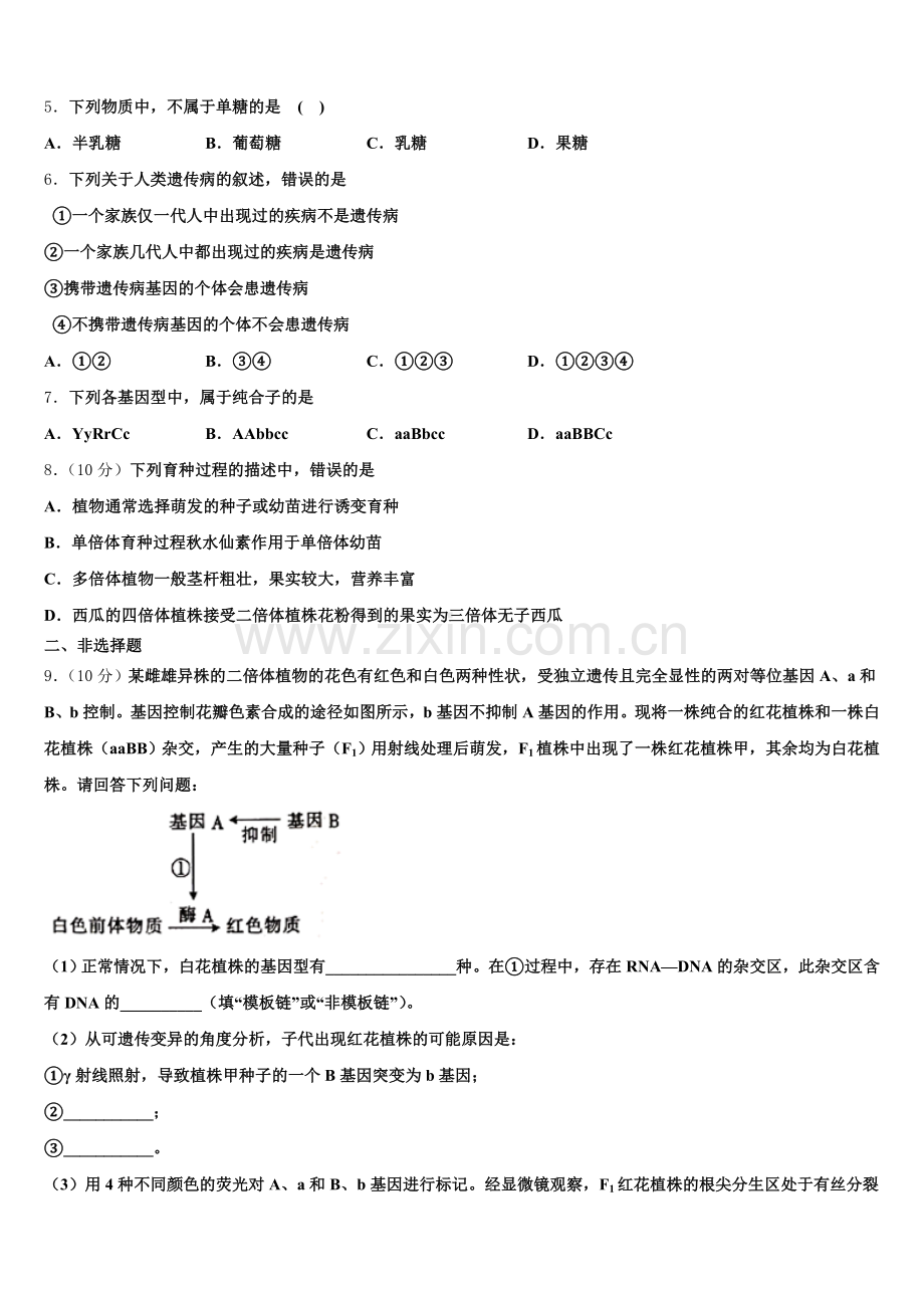 2025年北京市顺义区市级名校高一生物第二学期期末达标检测模拟试题含解析.doc_第2页