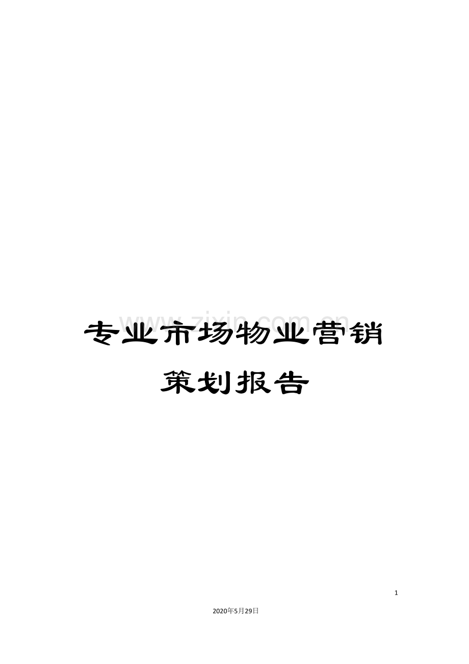 专业市场物业营销策划报告.doc_第1页