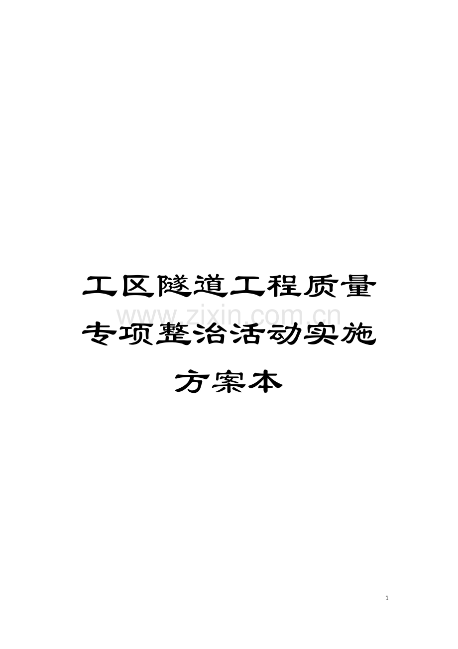 工区隧道工程质量专项整治活动实施方案本模板.docx_第1页
