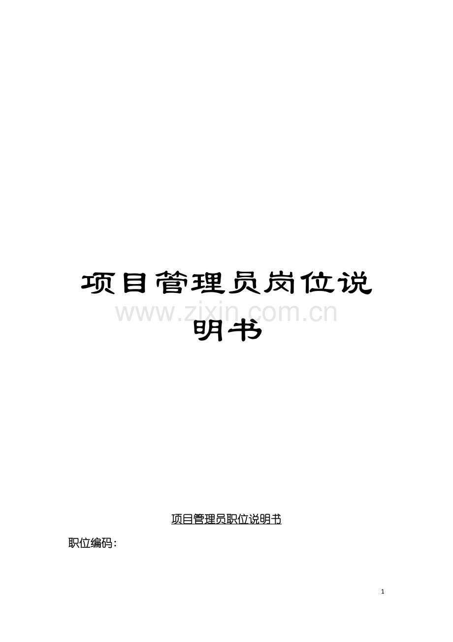 项目管理员岗位说明书模板.doc_第1页