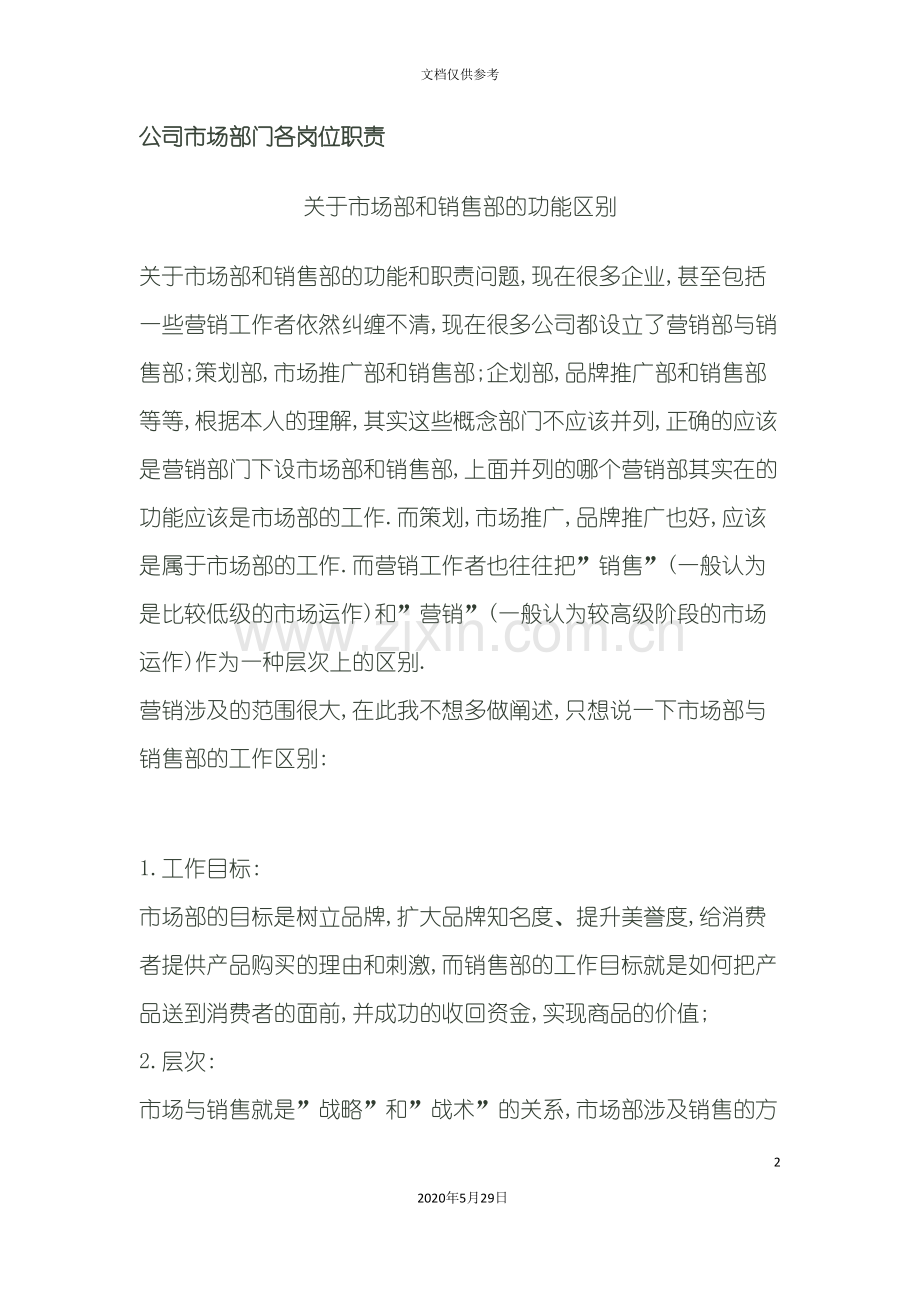 企业市场部门各岗位职责描述.doc_第2页