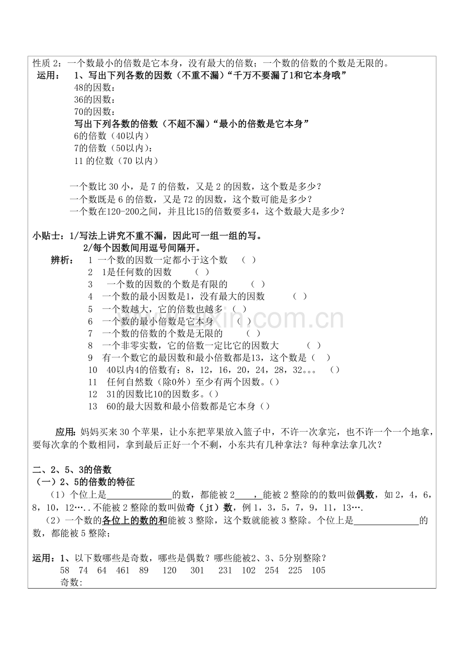 人教版五年级下因数倍数期末复习知识点.doc_第2页