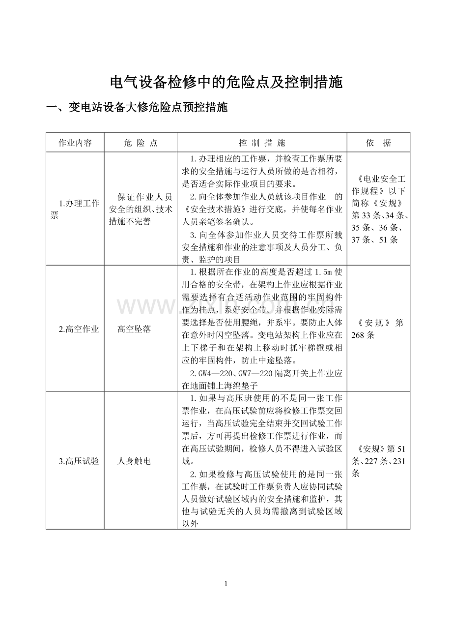 电气设备检修中的危险点及控制措施.doc_第1页
