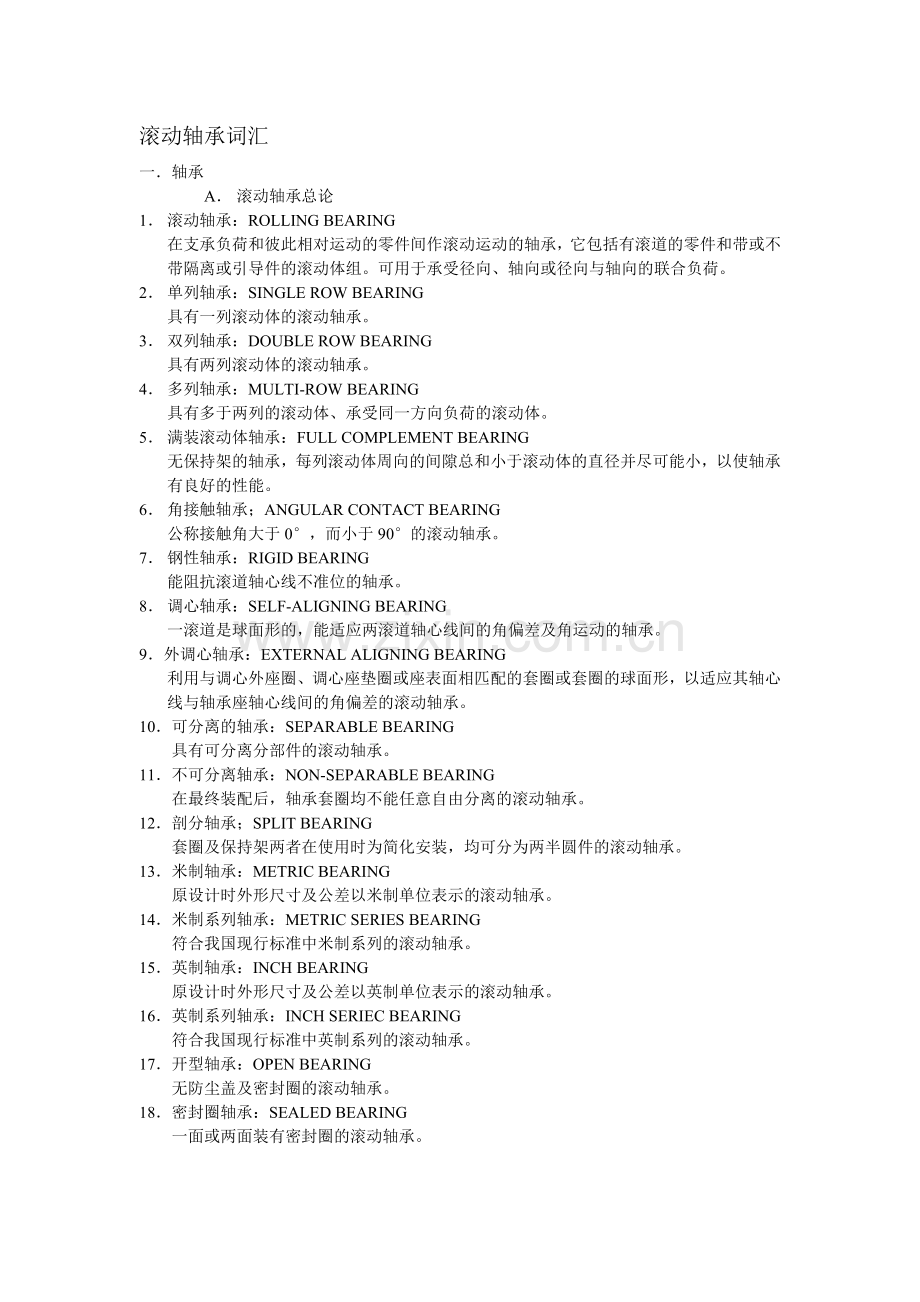滚动轴承中英文词汇对照大全.doc_第1页