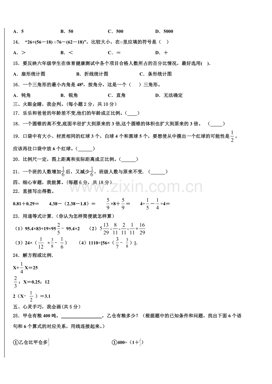 2025年百色市隆林各族自治县六年级下学期小升初数学考前押题卷含解析.doc_第2页