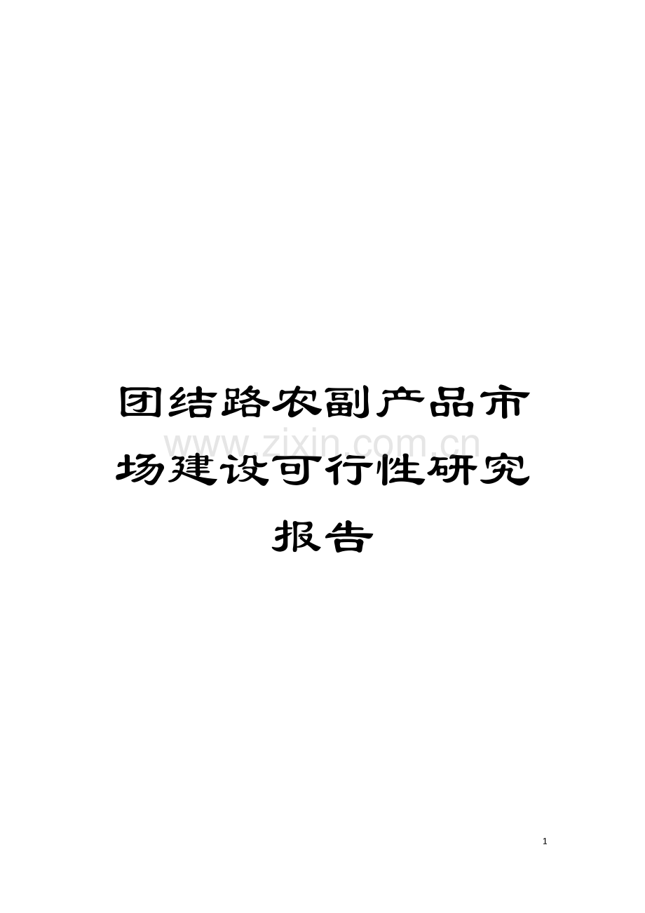 团结路农副产品市场建设可行性研究报告.doc_第1页