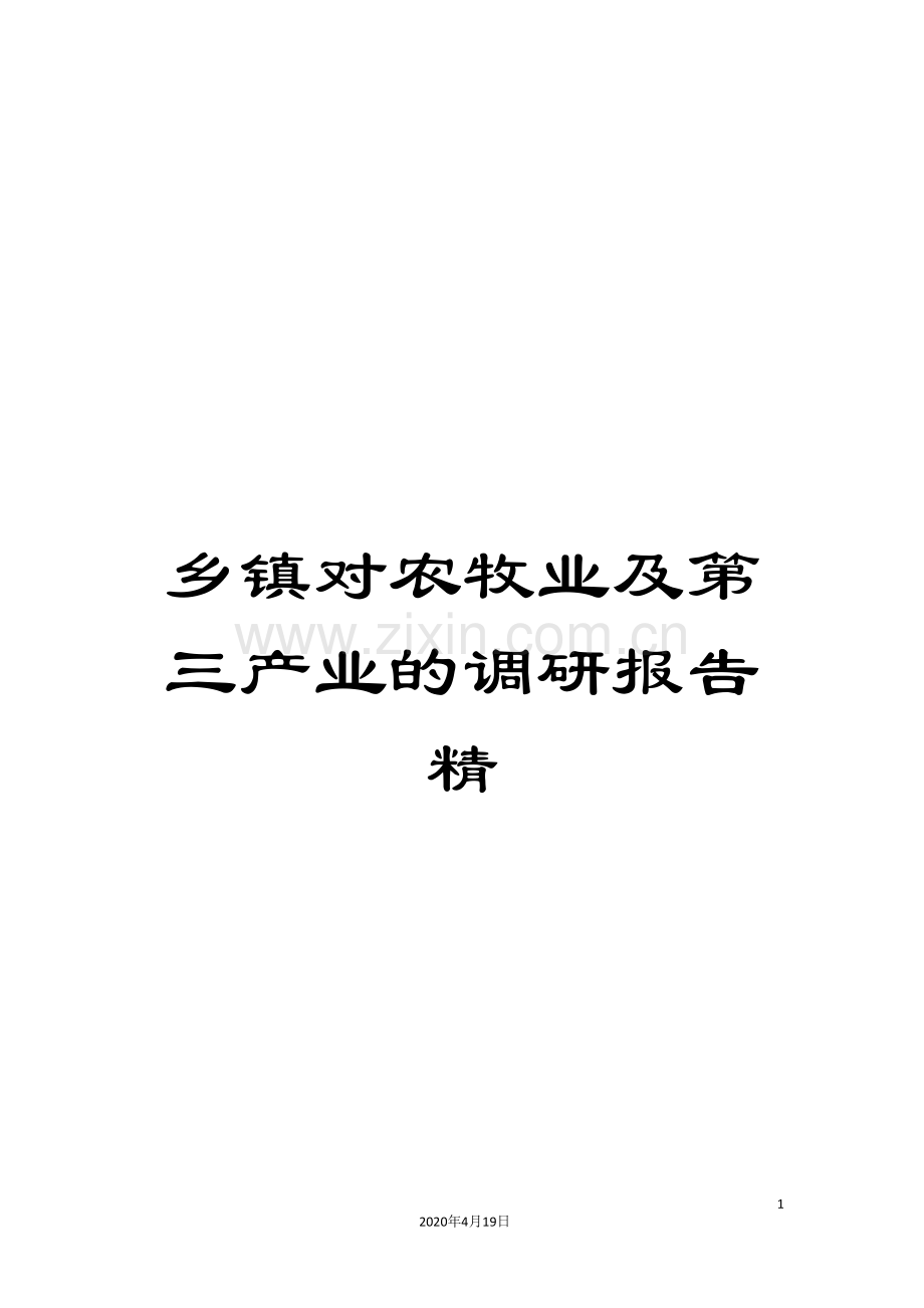 乡镇对农牧业及第三产业的调研报告精.doc_第1页