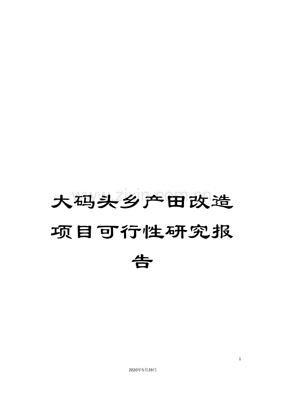 大码头乡产田改造项目可行性研究报告.doc_第1页