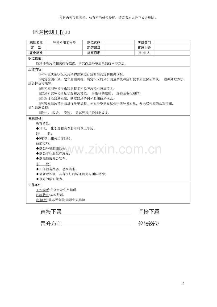 环境检测工程师职位说明书模板.doc_第2页