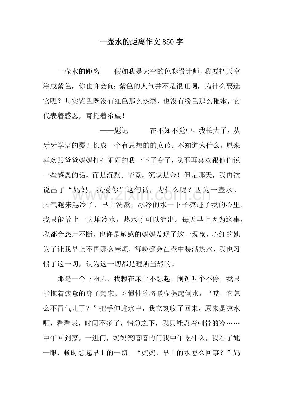 一壶水的距离作文850字.docx_第1页