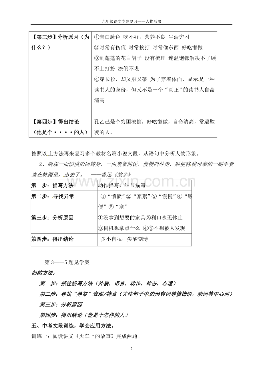 中考小说阅读——人物形象分析复习课教案.doc_第2页